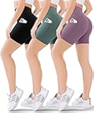 3 Pack Women's Active Shorts - 3”/5”/8”High Waist Tummy Control No See -Through for Cycling Jogging Gym Workouts