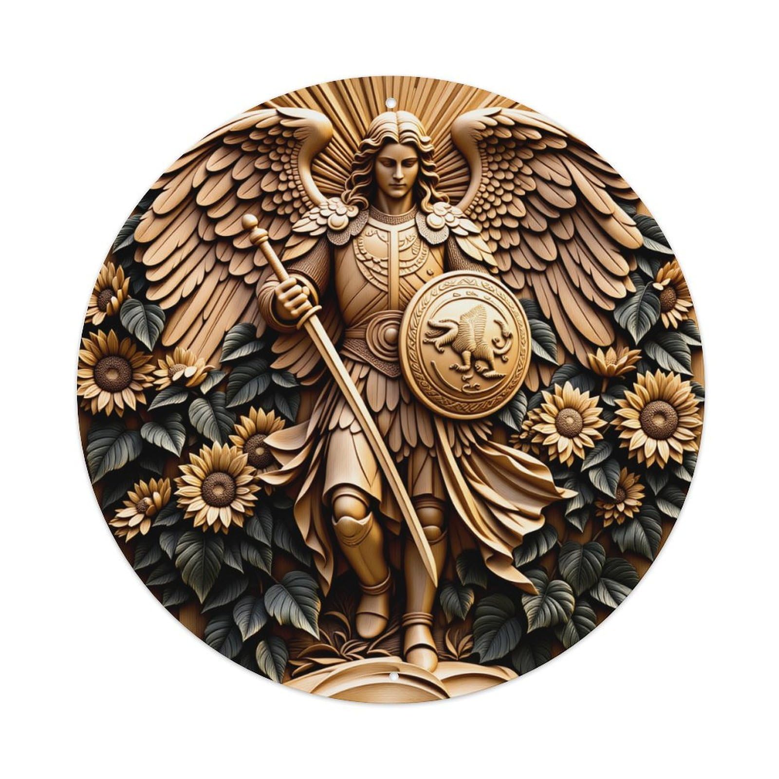 Angel With Wings And Shield Metal Tin Sign Vintage Garden Bedroom Cafe Bar Man Cave Home Wall Decor Metal Poster 8x8 inches