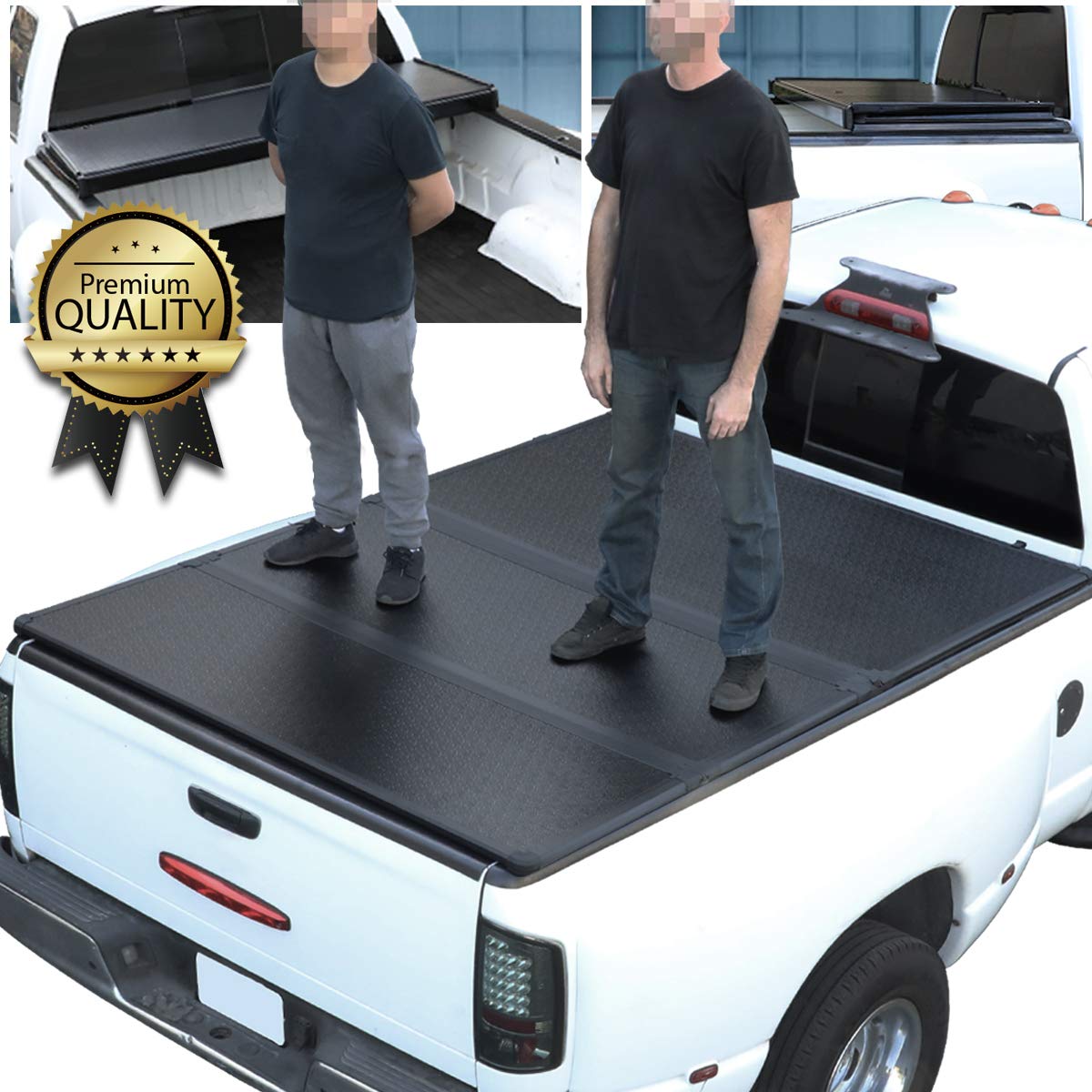 Amazon Com Hard Solid Tri Fold Tonneau Cover Replacement For Dodge Ram Truck 1500 2500 3500 Fleetside 8 Ft Long Bed 02 09 Automotive