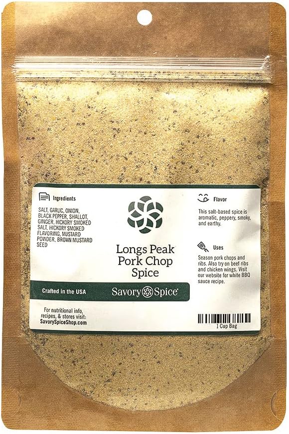Savory Spice Longs Peak Pork Chop Spice - Pork Seasoning Dry Rub | Pork Chop & Ribs BBQ Rub for Grilling or Smoking (1 Cup Bag - Net: 5.3 oz)