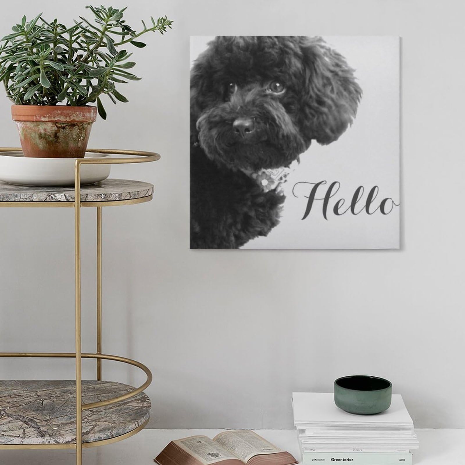 Amazon.co.jp: かわいく小さい犬 子犬 トイプードル こんにちは 絵画