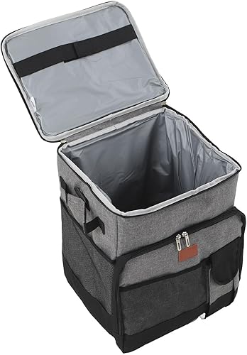 Miniatura 9 de Bolsa enfriadora con ruedas, enfriador con aislamiento rodante de 35 L, gran capacidad, portátil, suave, con ruedas, carrito enfriador a prueba de