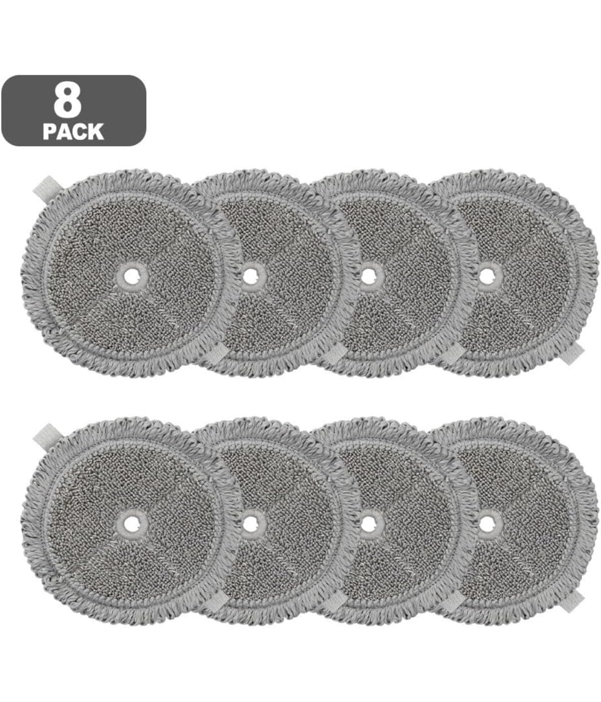 Almohadillas de microfibra lavables, reutilizables, paños de suelo seco/húmedos, suaves y resistentes a los arañazos, para fregona, gris (8 unidades)