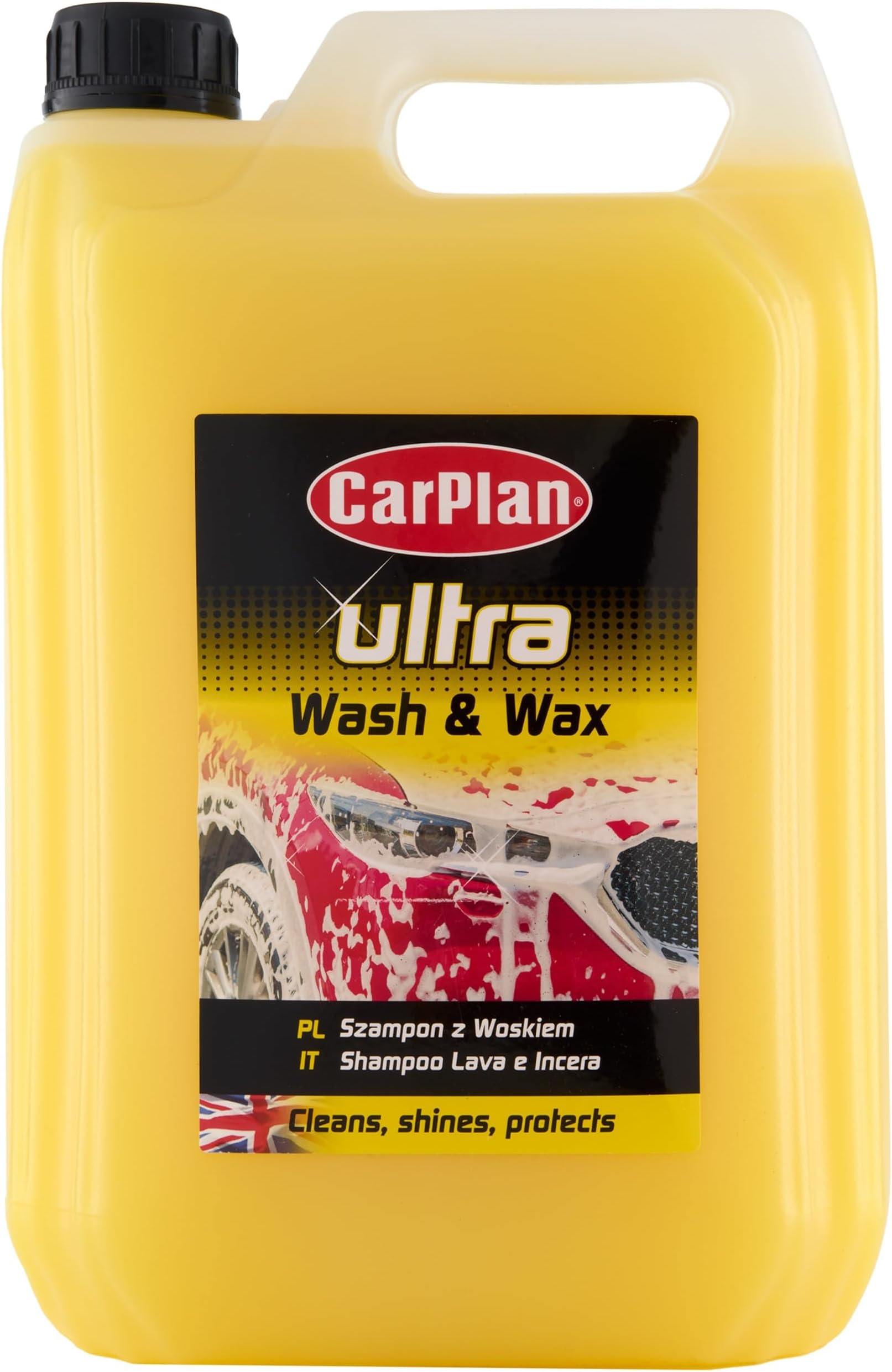 POL102 Car Wash Shampoo and Wax Protective Layer 5L Ph Neutral 5 Litre Detailing Cleaner Care Vehicle Cleaning Soap - Remove Dirt Road Grime Streak Free Showroom Shine Finish