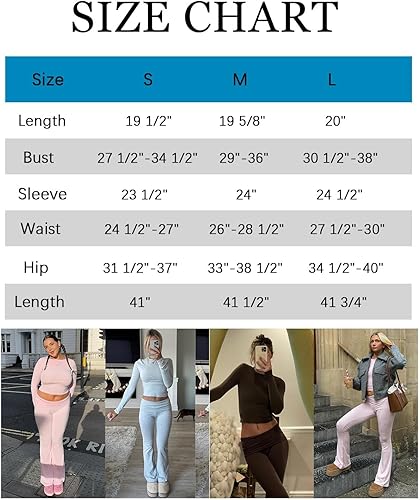 Miniatura 6 de Raikamitu Conjuntos de descanso para mujer, 2 piezas, manga larga, recortada, pantalones acampanados, conjuntos casuales de yoga, conjunto de dos