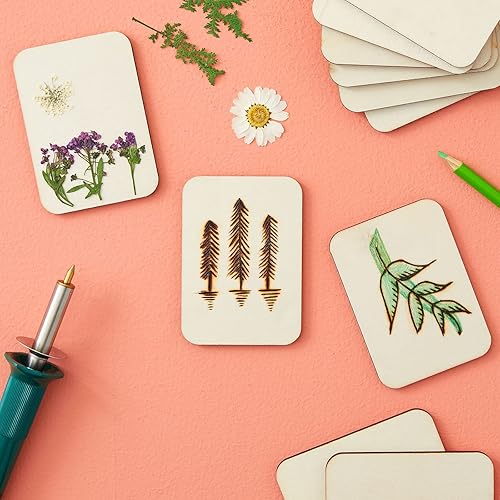 Miniatura 4 de Bright Creations Paquete de 36 rectángulos de madera sin terminar para manualidades, recortes de madera de 2.5 x 3.5 con esquinas redondeadas para