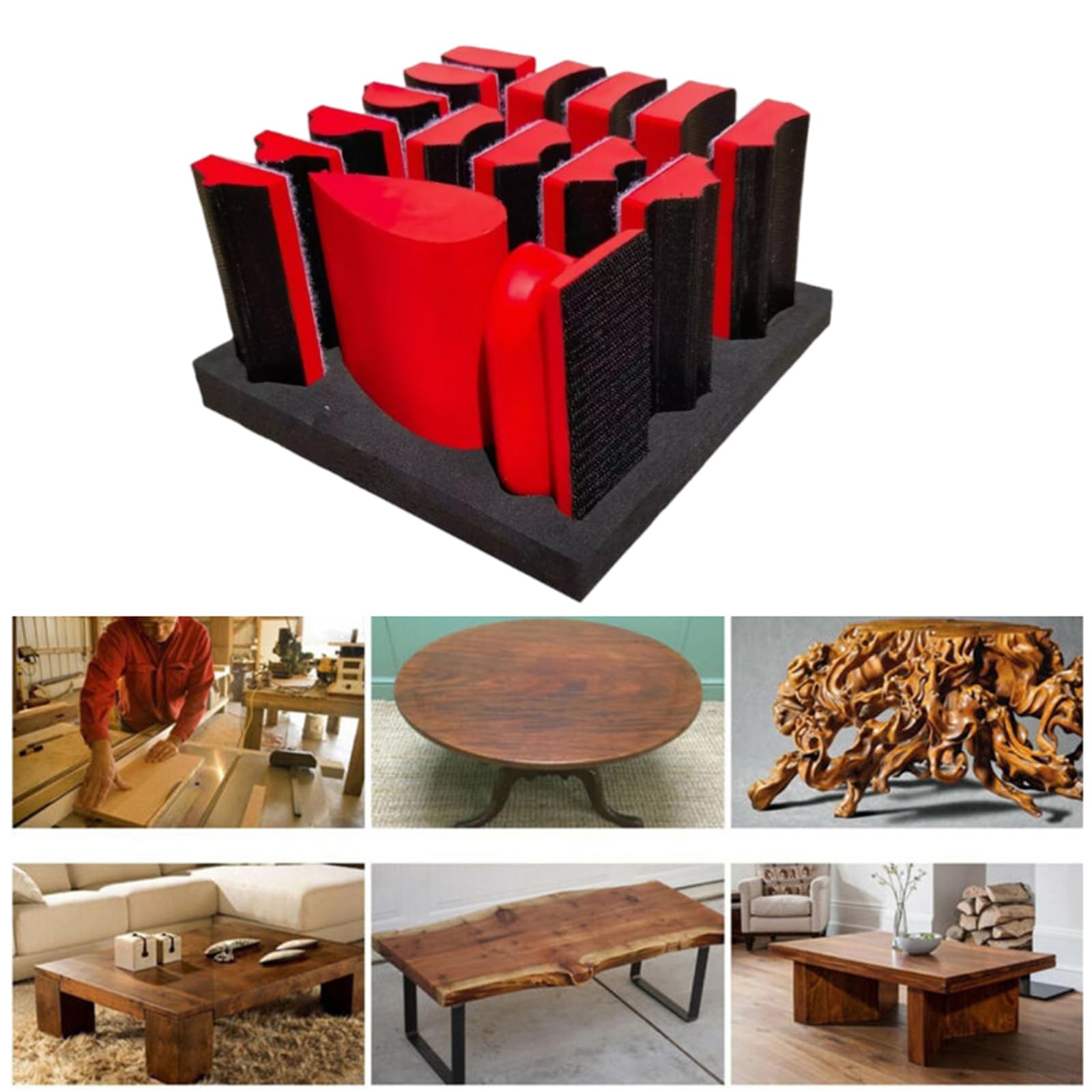 Konturierter Handschleifklotz-Set, austauschbare verschiedene Formen für Holzbearbeitung, Möbel, Autolack u