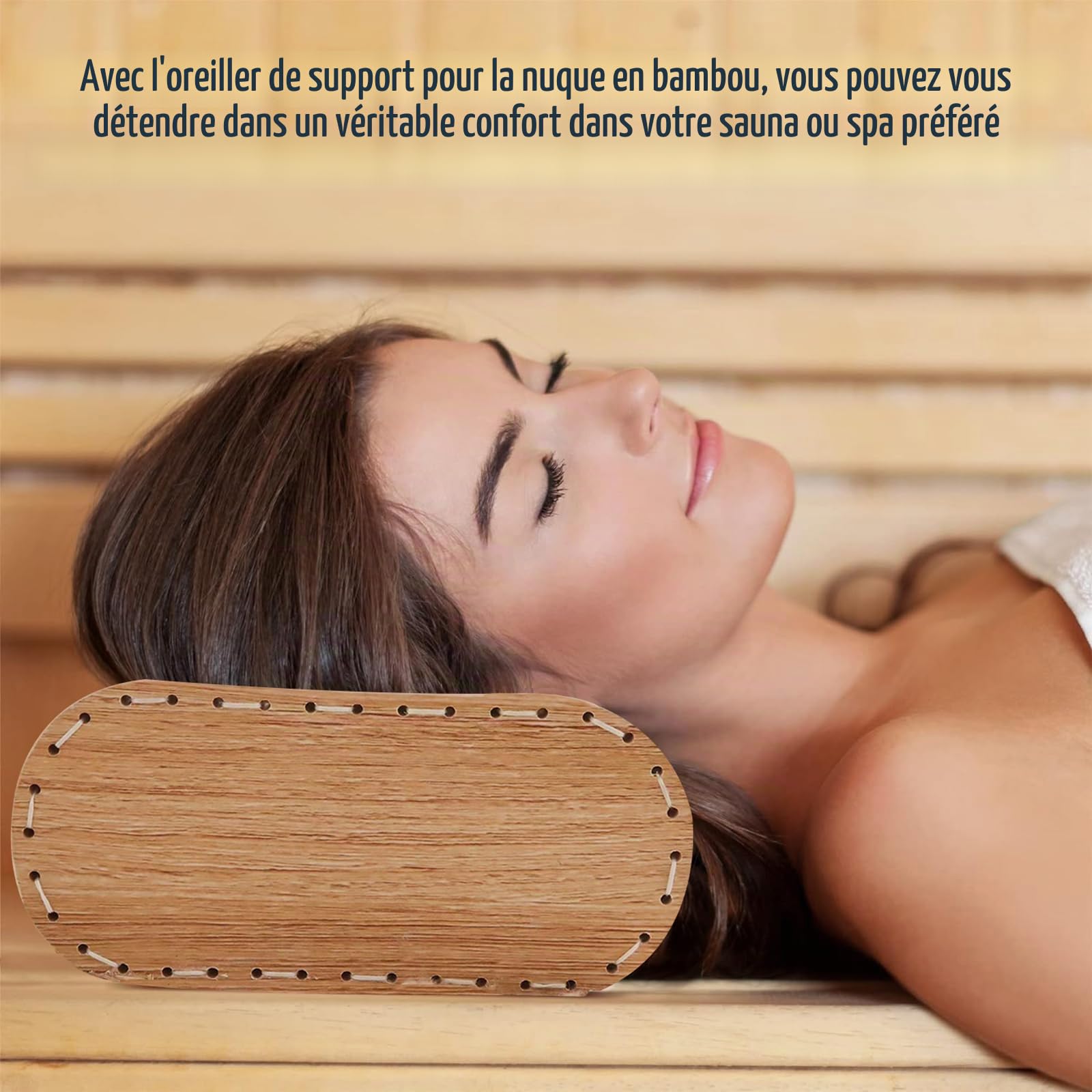 Coussin repose-tête en bambou pour sauna, repose-tête en bois - Accessoire de sauna pour se détendre à la maison, salle de sport, saunas, spas, salles de vapeur