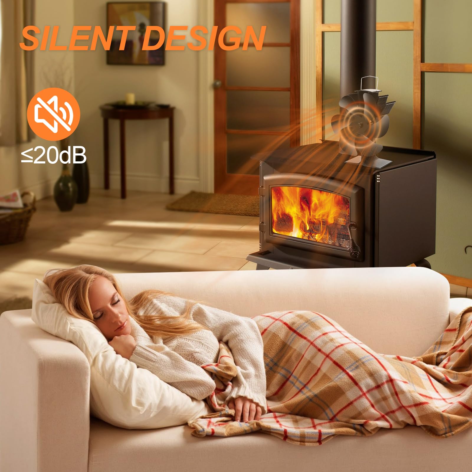 UNISOPH Ventilatore Per Stufa A Legna - 6 Pale, Alimentato Da Calore, Con Termometro - Foto 11