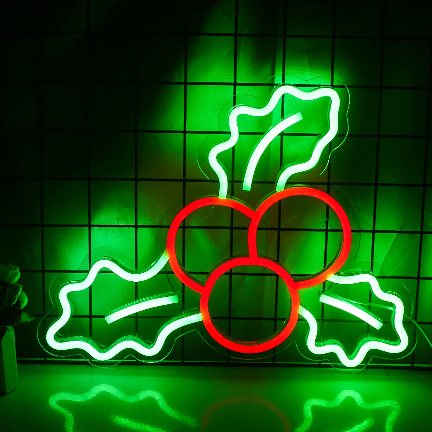 Amazon.co.jp: クリスマス ホリー ネオンサイン LED ライトアップ