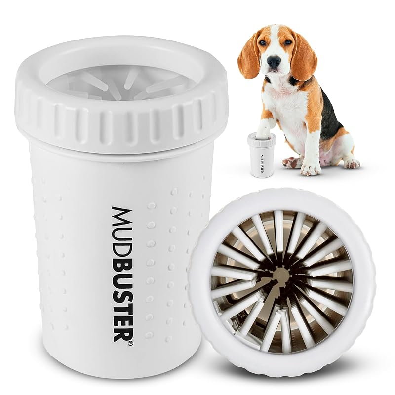 Limpador portátil de patas para cães Dexas MudBuster, tamanho Médio, Bright White