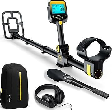 Metal Detector for Adults Waterproof - 2000mAh Chargeable Professional Cordless Gold Detector with LCD Display, Retractable Foldable Higher Accuracy Metal Detector with 10" IP68 Coil - OKESAM