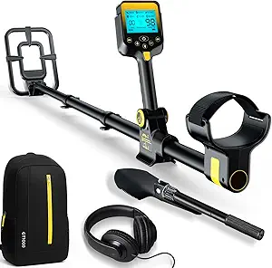Metal Detector for Adults Waterproof - 2000mAh Chargeable Professional Cordless Gold Detector with LCD Display, Retractable Foldable Higher Accuracy Metal Detector with 10" IP68 Coil - OKESAM