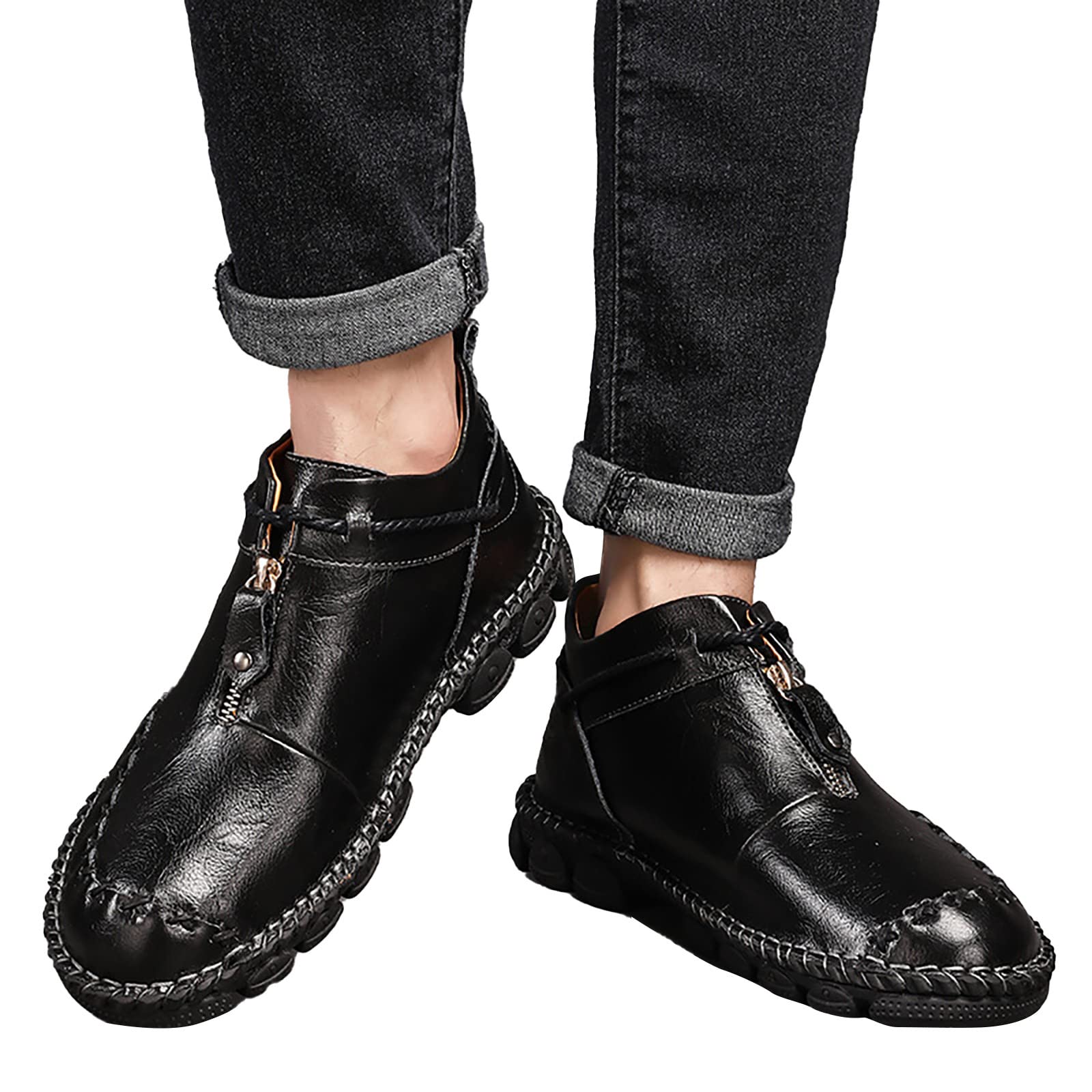 Scarpe da ginnastica da uomo in pelle ortopediche di alta qualità, impermeabili, per attività all'aperto, per il tempo libero e il lavoro