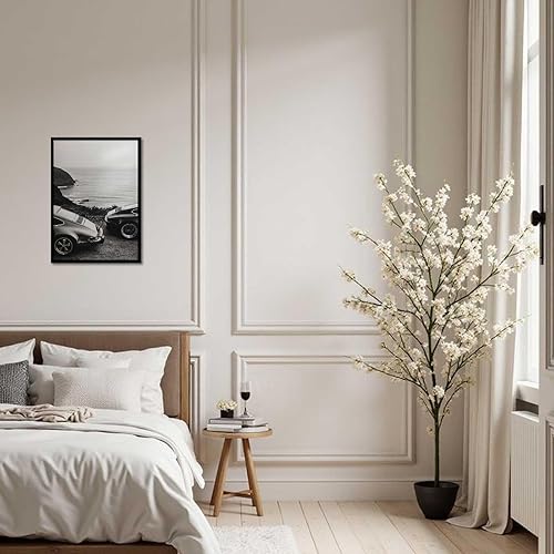 Miniatura 5 de Lienzo retro de lujo para pared, póster de orilla del río en blanco y negro, atemporal, elegante, curvas, impresiones de garaje en blanco y negro,