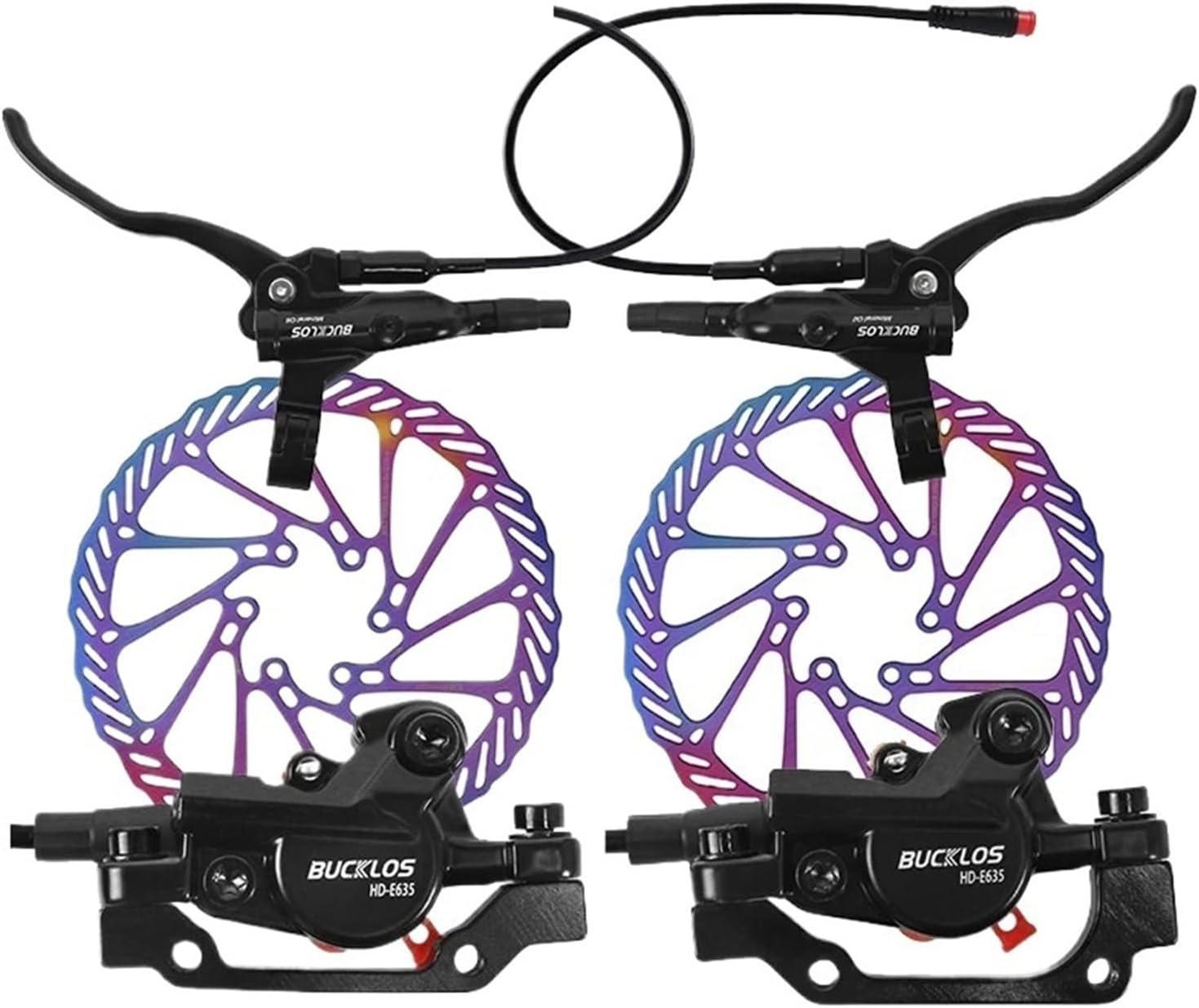 Compatible for BUCKLOS 2 Piston Hydraulic Brake Set, Power Off for E-Bike Scooter Folding Bike Disc Brakes(Rear Brakes)