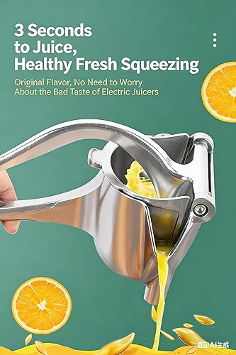 Miniatura 3 de Exprimidor manual de cítricos, exprimidor grande de limón, prensa de frutas de mano de hierro fundido de metal con principio de palanca para un