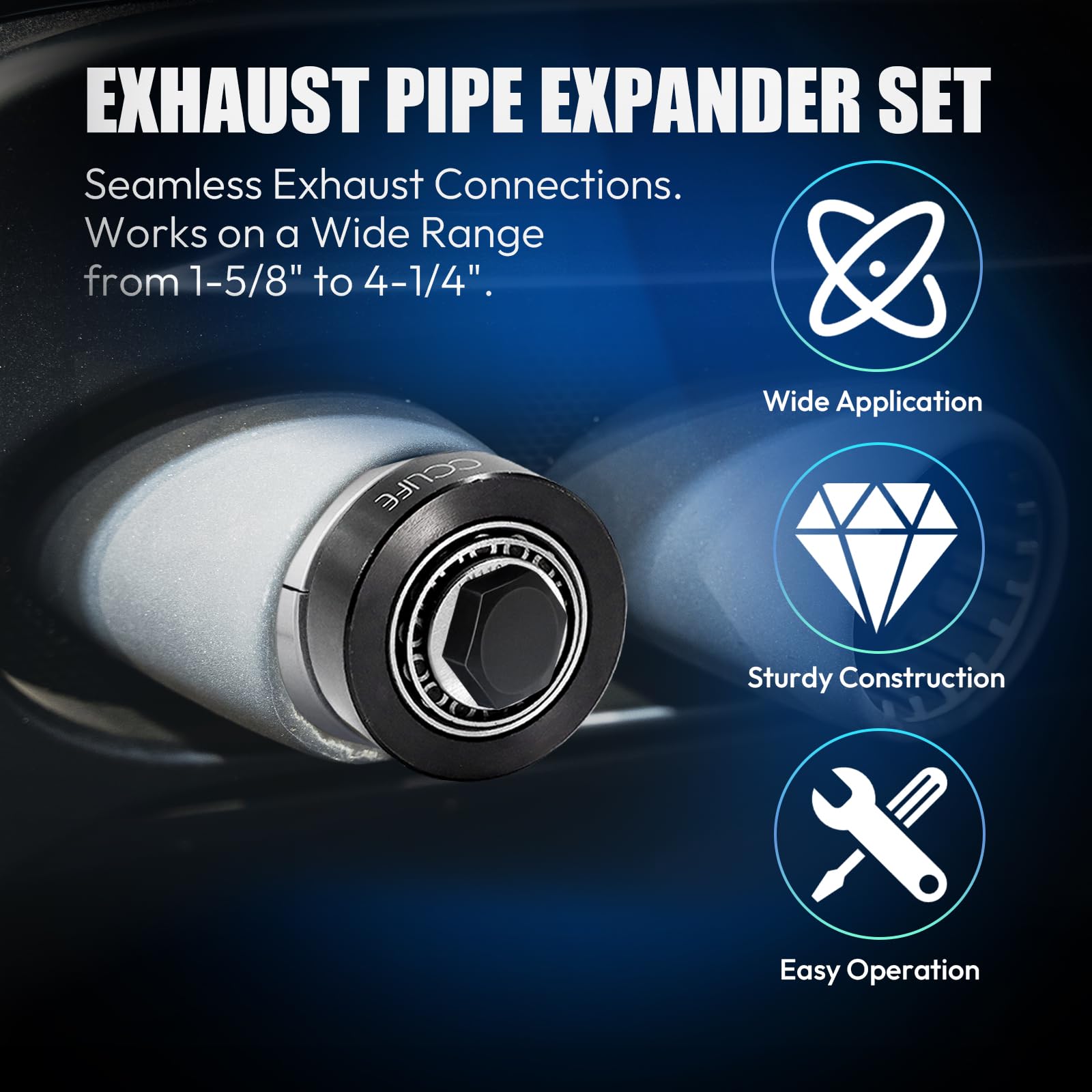 CCLIFE Auspuffrohr-Expander 7-TLG 1-5/8" bis 4-1/4" Zoll Professional Rohrspreizer für Endrohre, Schalldämpfer und Automotive Anwendungen