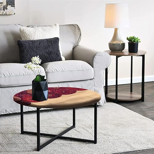 Miniatura 5 de Mantel redondo pequeño, mantel de poliéster lavable color borgoña, tradicional, para mesas redondas de 35 pulgadas de diámetro, para bodas, fiestas,