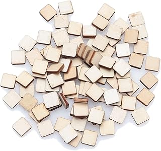 SOWAKA 100 Pcs Wooden Slices Natural Unfinished Wood Small 1cm Woodblocks Square Blocks for DIY Crafting Making Project Home Decoration Puzzle Making