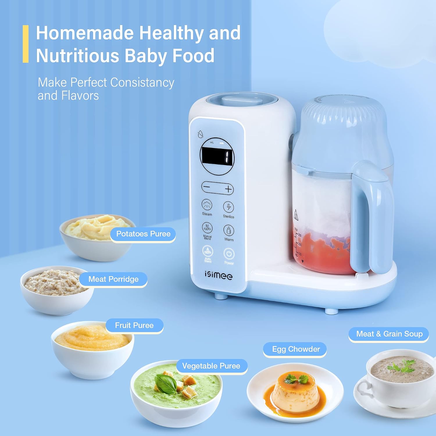 Baby Food Maker, Baby food Processor, Multi-Function Puree Blender Grinder Steamer，baby Food Warmer Mills Machine, Healthy Homemade Baby Food in Minutes with Touch Screen Control image 5