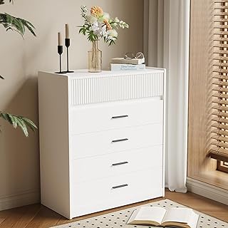 DG1 Commode 6 tiroirs blanc mat ou aspect chêne - Panneau de particules E1 - 74 x 40 x 90 cm - Design moderne - Revêtement en mélamine (blanc mat)