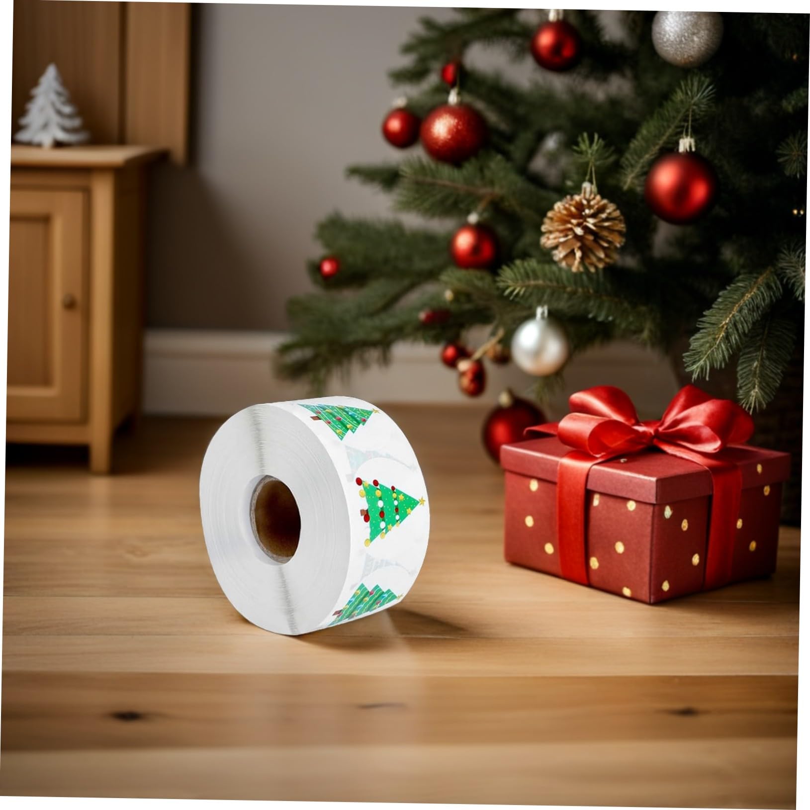 8 Rotoli Adesivi per Feste di Natale Adesivi Natalizi per Biglietti Decalcomanie Autoadesive per Casa per Feste Etichette per Incartare i Regali