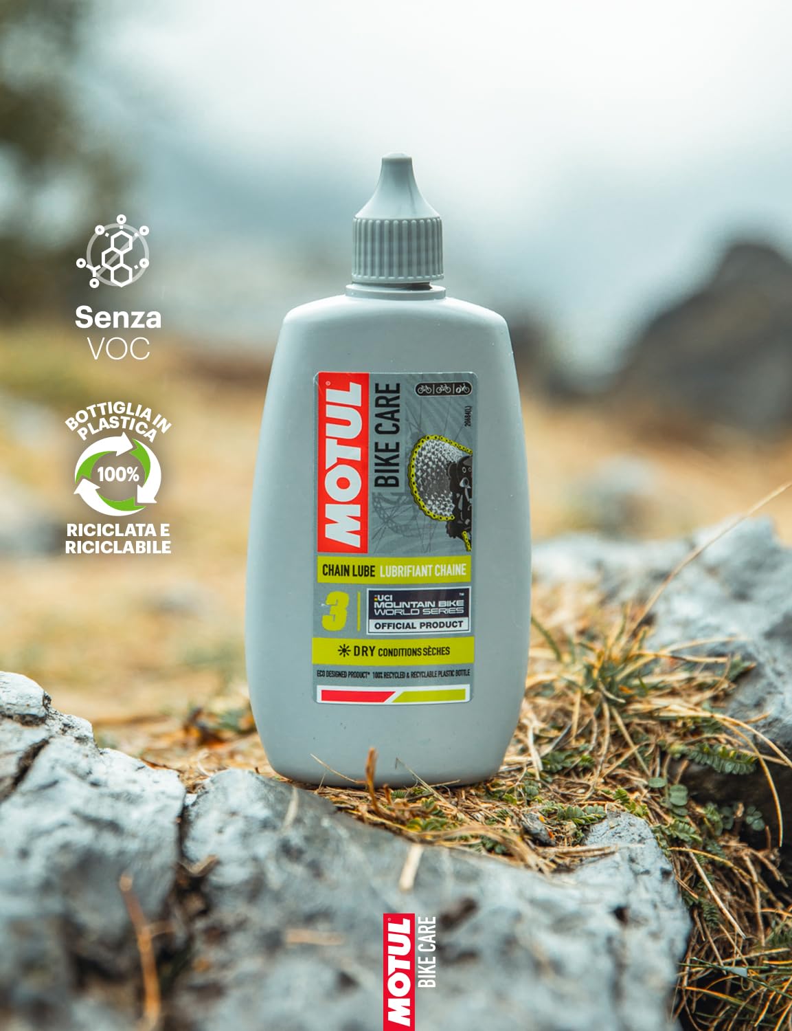 Motul - Lubrificante per Catene di Biciclette MTB, Condizioni di Asciutto - Antiusura - Resistente all'Acqua e alla Ruggine - Flacone con Contagocce - Bike Care Chain Lube Dry off Road - 100 ml