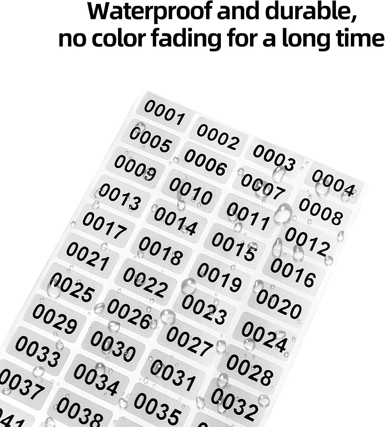 Continuous Digital Sticker Label 0001-2000, Waterproof and Durable Serial Number Label Sticker, Number Stickers for Item Classification, Inventory Management, Document Numbering (Silver) image 2