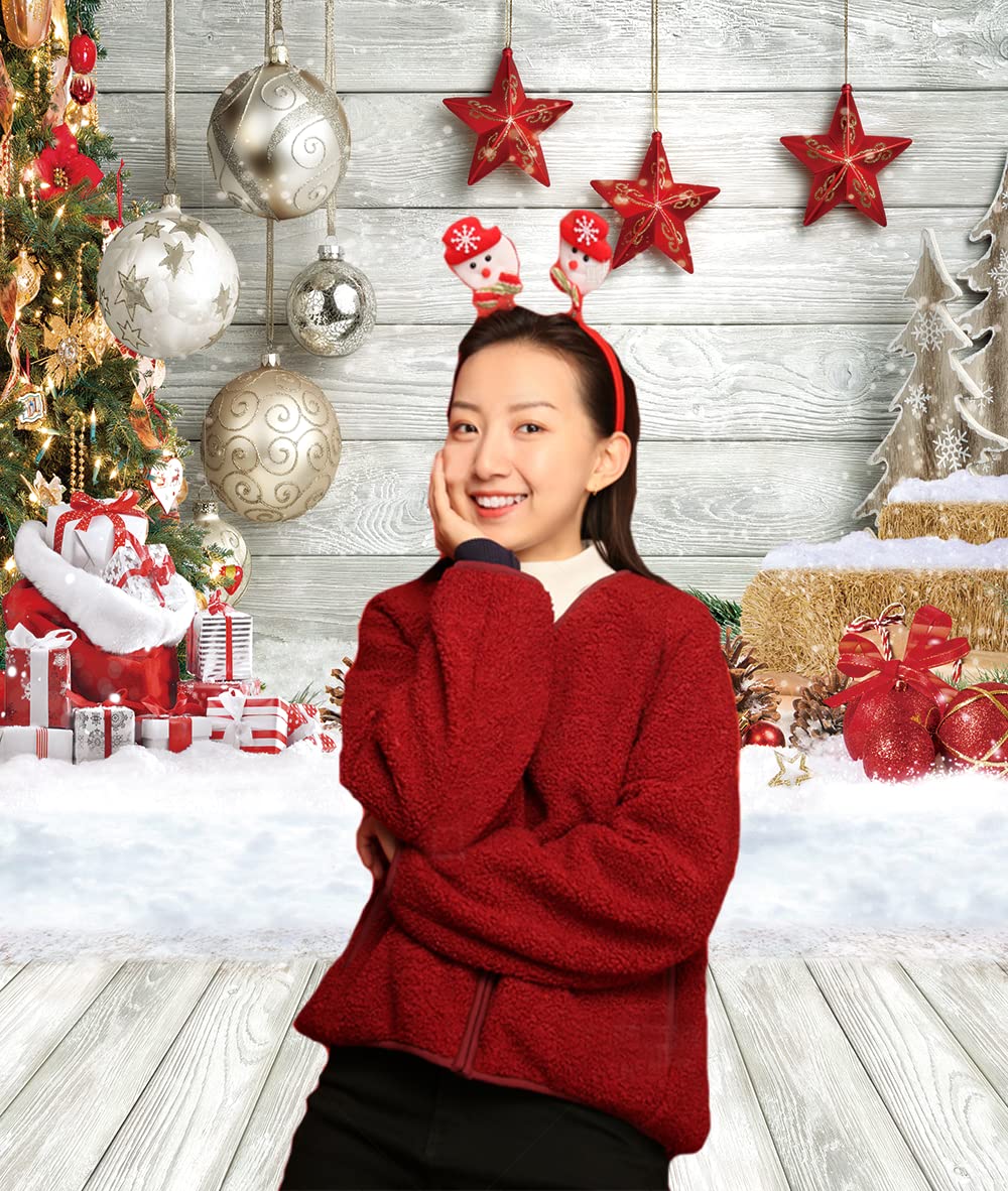 Toile De Fond Noël - Design Bois & Flocons De Neige (1,8x2,4m) - Parfait Pour Photos De Famille & Décoration