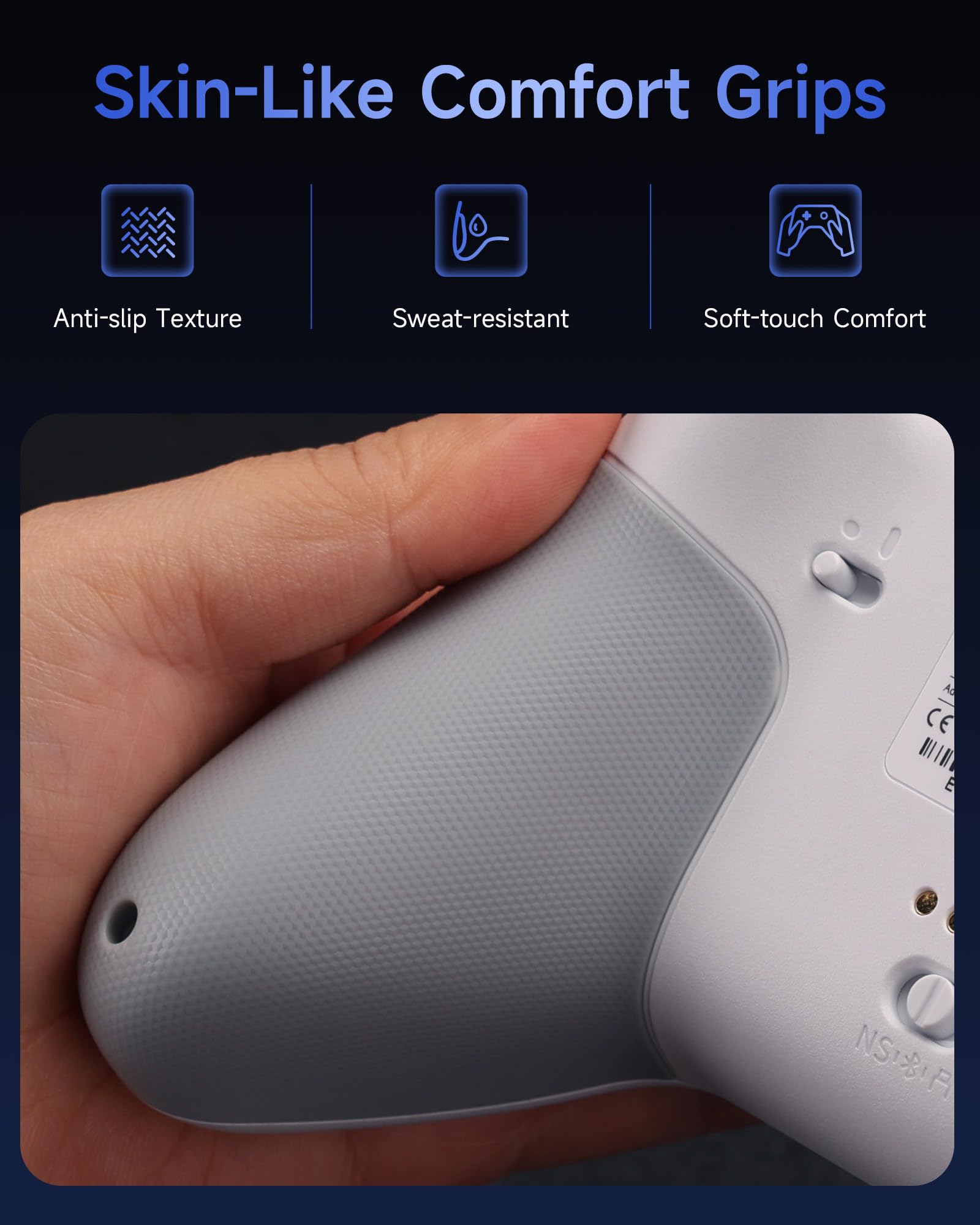 EasySMX X05 Pro Wireless Controller for PC Ergonomic Skin-Like Grip, Quiet-Touch Low-Noise Buttons, 1000mAh Battery, Dual Triggers, Hall Joysticks, 2 Programmable Buttons, RGB, with Charging Stand — view 5