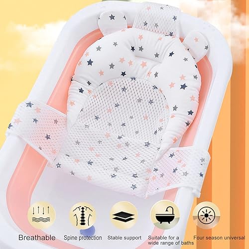 Miniatura 2 de Almohadilla de baño para bebé, cojín de malla suave y cómodo para asiento de bañera con ventosas antideslizantes para recién nacidos y bebés (tipo 3)