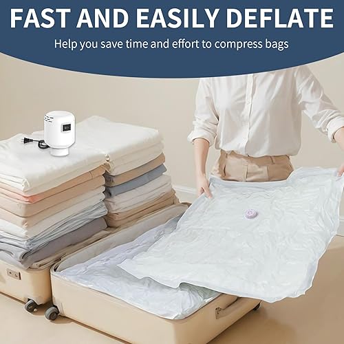 Miniatura 5 de SZO Paquete de 16 bolsas de almacenamiento al vacío con bomba de aire eléctrica, (4 Jumbo, 4 grandes, 4 medianas4 pequeñas), bolsas de sellado al