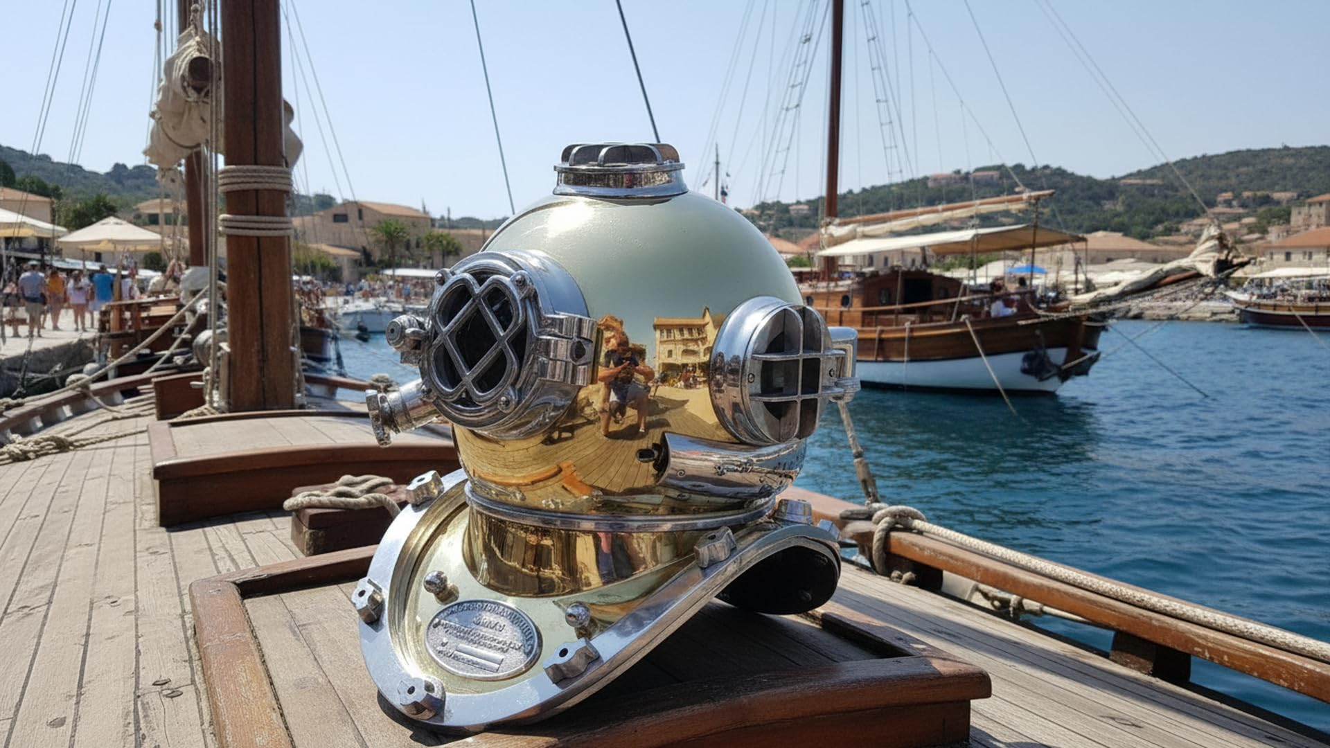 Mark V - Casco de Buceo Vintage de la Marina de EE. UU., latón Antiguo, 18 pies de Alto, para coleccionistas y entusiastas de la Marina