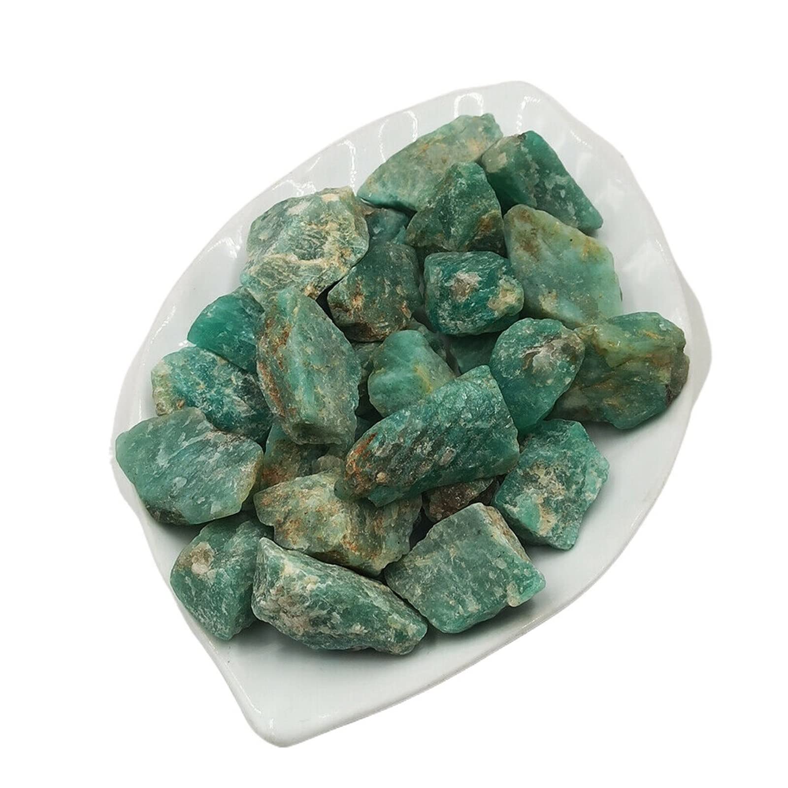 Amazonita piedras naturales en bruto para decorar un salón zen