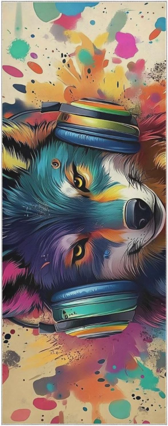 Hot Yoga Towel Wolf Colors – Cool Design, Grip Dots, Super Absorbent, Anti-Slip, 27" x 73" - Yoga Mat Towels for Exercise, Fitness