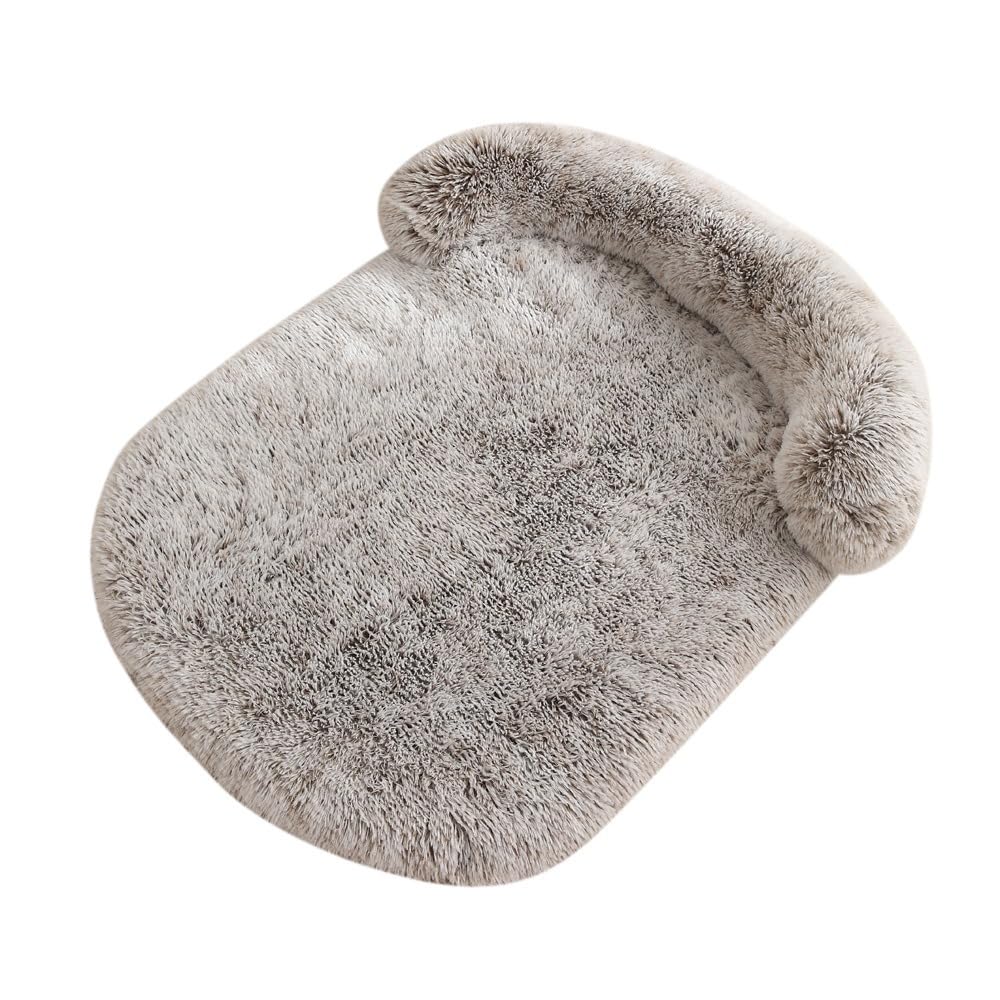 Lit en peluche moelleuse avec traversin cou pour chien et chat, panier lavable luxe
