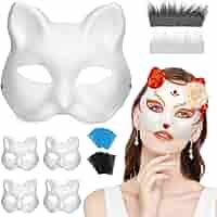 Set Maschere Gatto Fai Da Te - 6 Pezzi Con Pelli, Retine E Pietre Per Halloween E Cosplay - Foto 5
