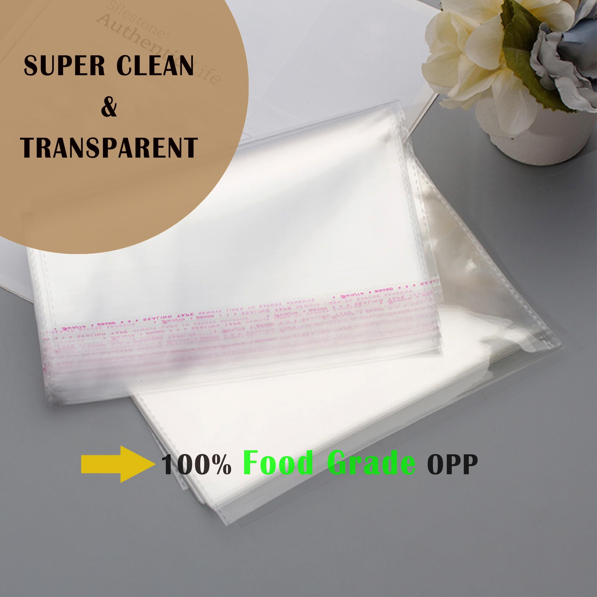 2 bolsas de celofán transparentes de varios tamaños, 1000 unidades, 4 x 6/5 x 7 pulgadas cada una 500 bolsas de galletas, bolsa de celofán resellable para empaquetar galletas, regalos, regalos,