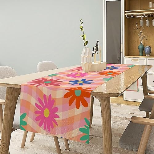 Miniatura 105 de Camino de mesa retro de los años 70, estilo vintage, abstracto, moderno, bohemio, espiral, espiral, ondas, granja, cena, camino para el hogar,