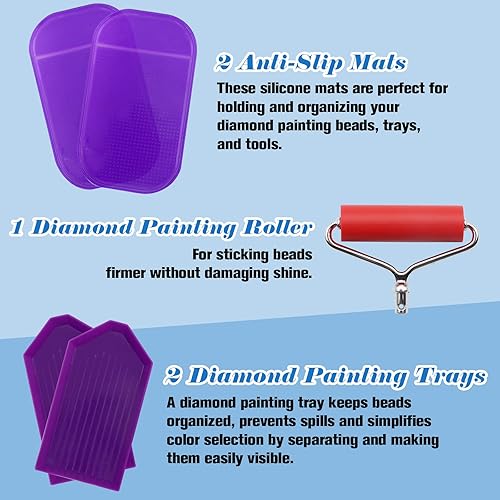 Miniatura 3 de ZYNERY Kit de 27 bolígrafos de pintura de diamante, 45 puntas ergonómicas de metal de acero inoxidable, bolígrafos de arte de resina de diamante,