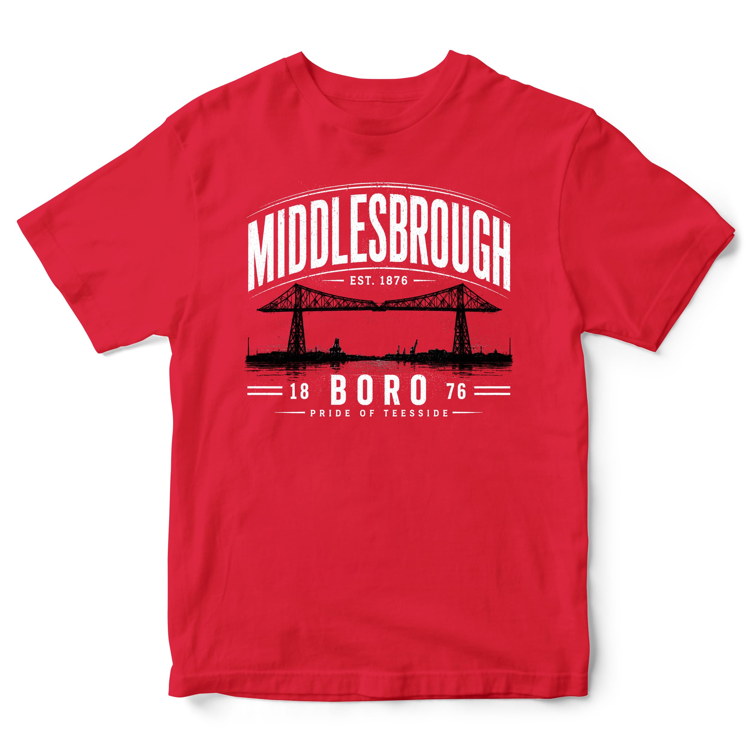 Kids Middlesbrough Supporter T Shirt - Boro 1876 Pride of Teeside Football Tee, 1-2 Years, Red
