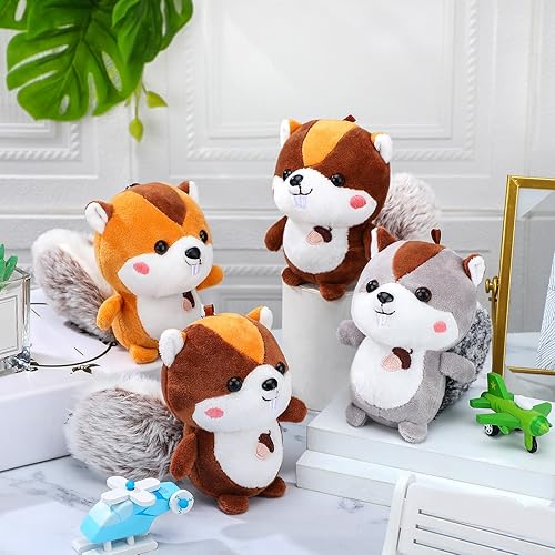 Miniatura 4 de Sosation 6 piezas de ardilla de peluche de Navidad, regalos para amantes de las ardillas de 4.7 pulgadas, pequeñas y lindas ardillas de peluche para