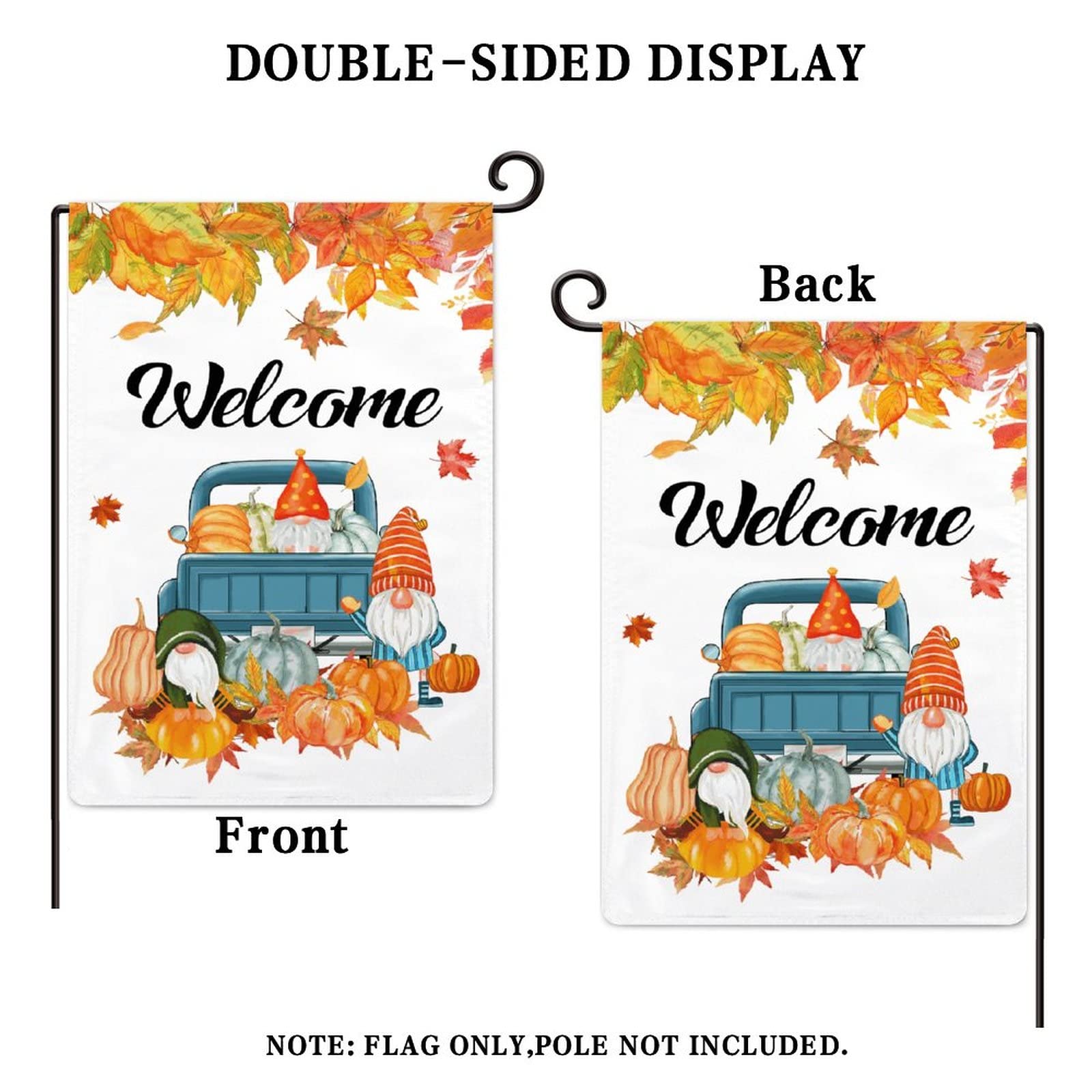 Sggvecsy Herbst-Gartenflagge – Doppelseitig Mit Kürbissen, 45x45 Cm, Aus Polyester