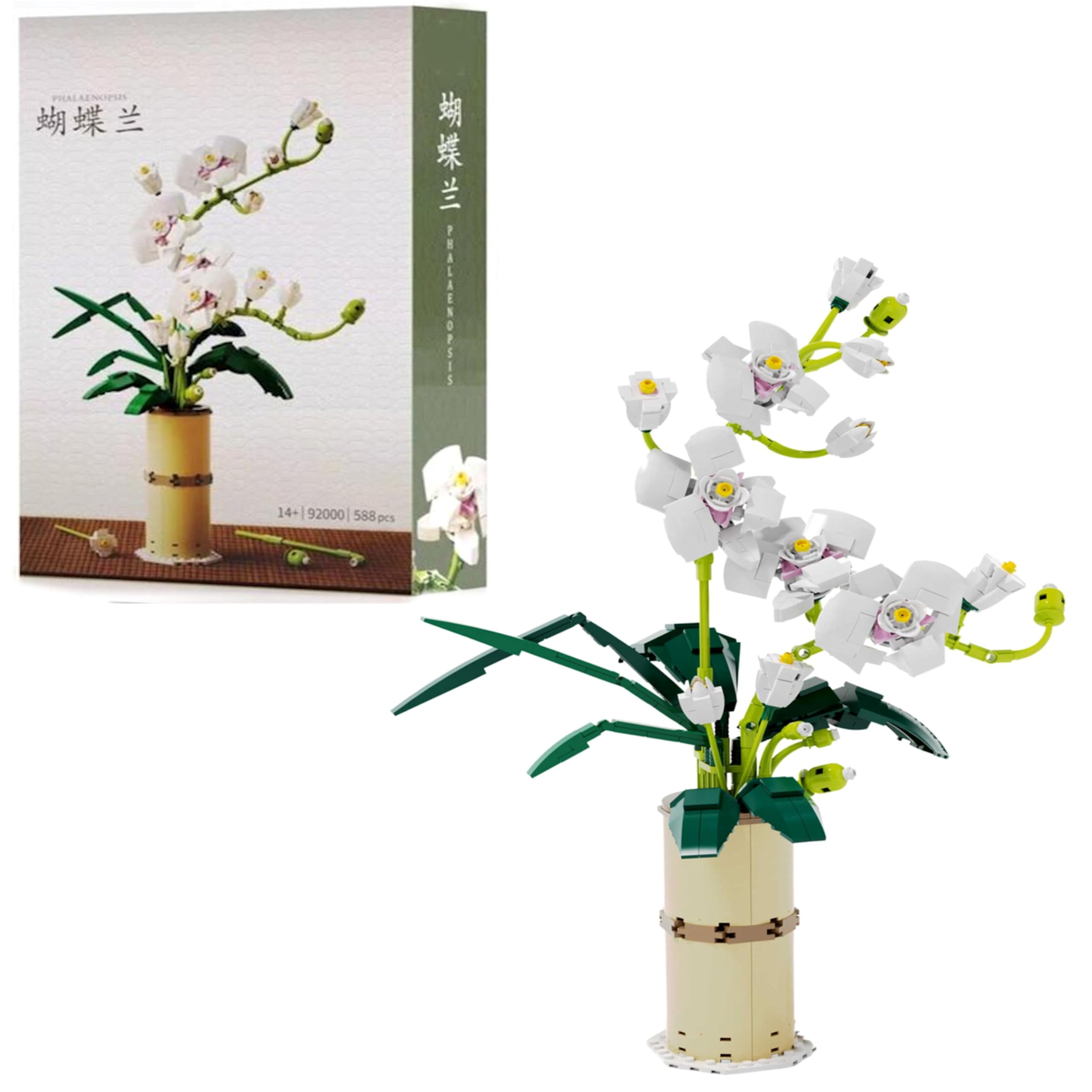 Klocki budowlane COIL, kwiaty z klocków, Phalaenopsis, zestaw budowlany, klocki, kolekcja botaniczna, dekoracja wnętrz, dla dzieci od 14 lat, 588 szt.