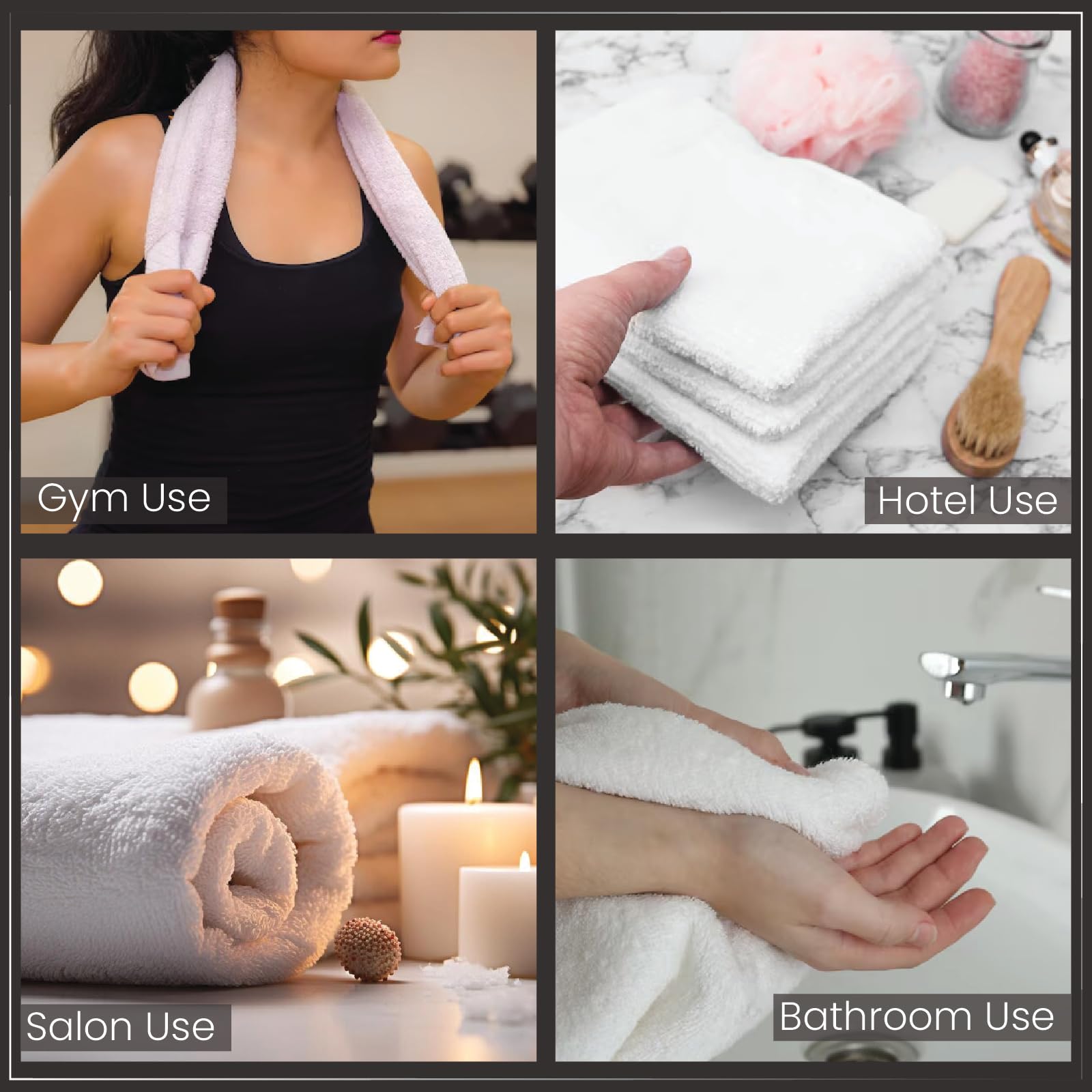 Toallas de mano económicas blancas – Toallas estándar para gimnasio, peluquería, hotel, spa, baño y motel, paquete de toallas de mezcla de algodón de gran tamaño, 16 x 27 pulgadas (paquete