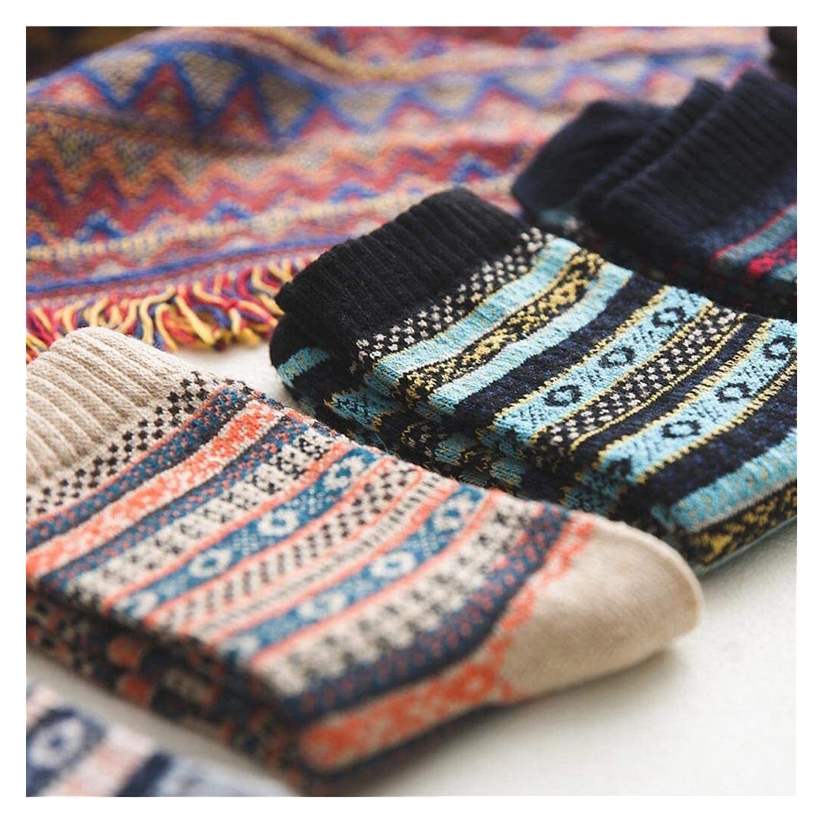 Calcetines Invierno 5 Pares De Calcetines Cálidos De Lana De Invierno Para Mujer, Calcetín Borroso Como Y Año Nuevo Calcetines Termicos