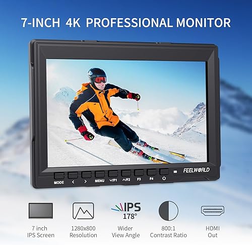 Miniatura 2 de FEELWORLD FW759 7 pulgadas Cámara DSLR Monitor de campo HD Asistencia de vídeo Slim IPS 1280x800 4K HDMI 1080p con sombrilla