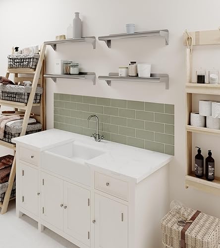 Vista 304 de AmGood Estante de pared de acero inoxidable de 60 pulgadas de largo x 8 pulgadas de profundidad Certificado NSF Estantería de metal