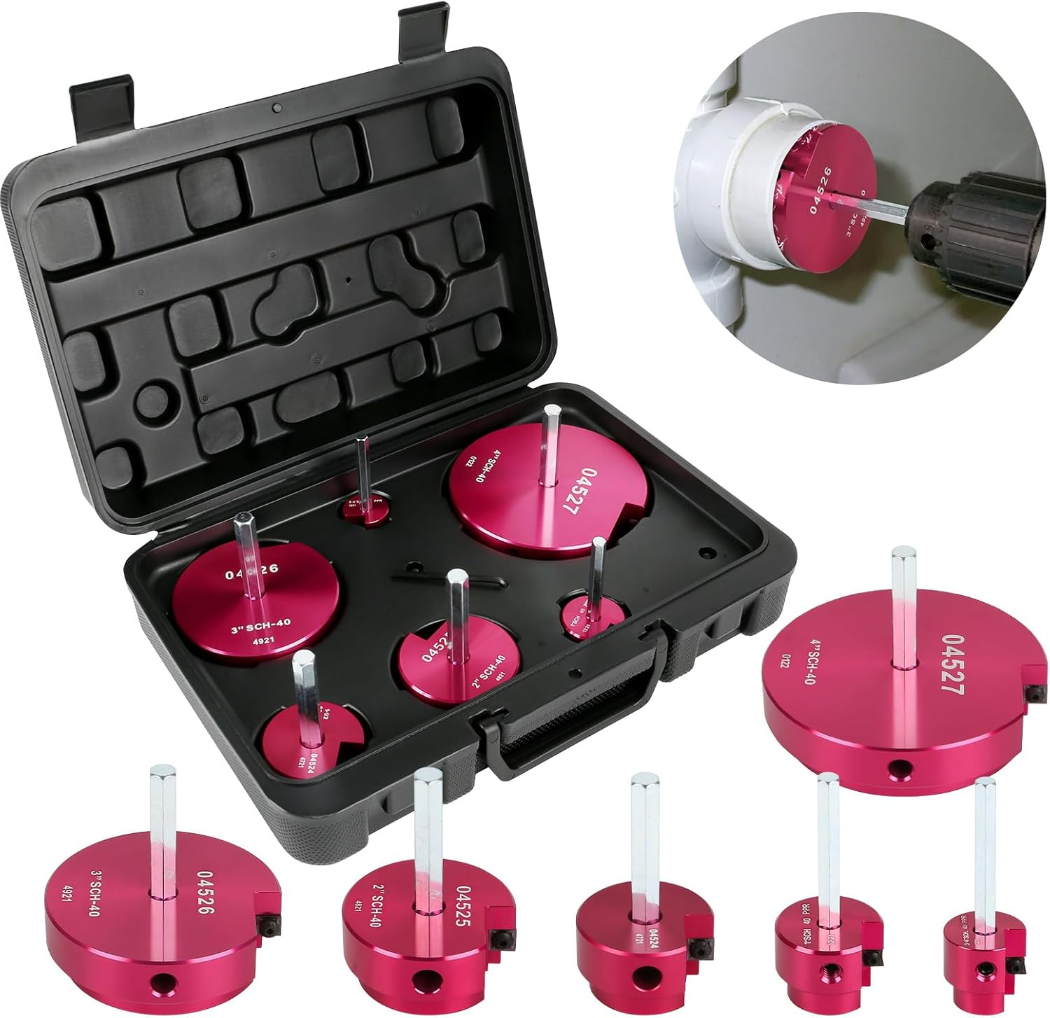 GEBAROW PPRK6 Plastic Pipe Fitting Reamers, 6 Piece Kit fit